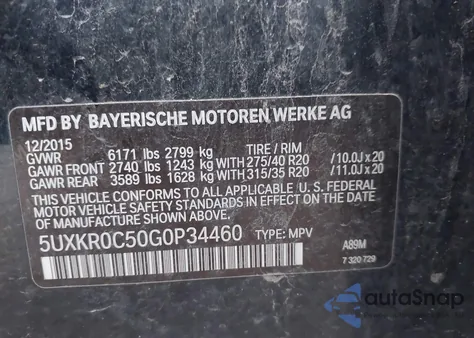 2016 BMW X5 xDrive35I from USA, damaged, VIN 5UXKR0C50G0P34460